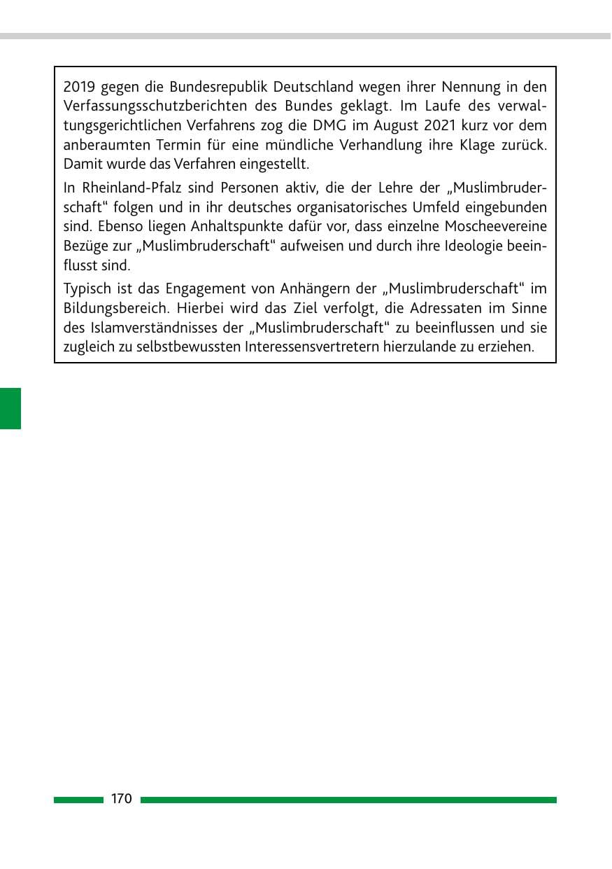 Seite 172 des Verfassungsschutzbericht 2021 Rheinland-Pfalz