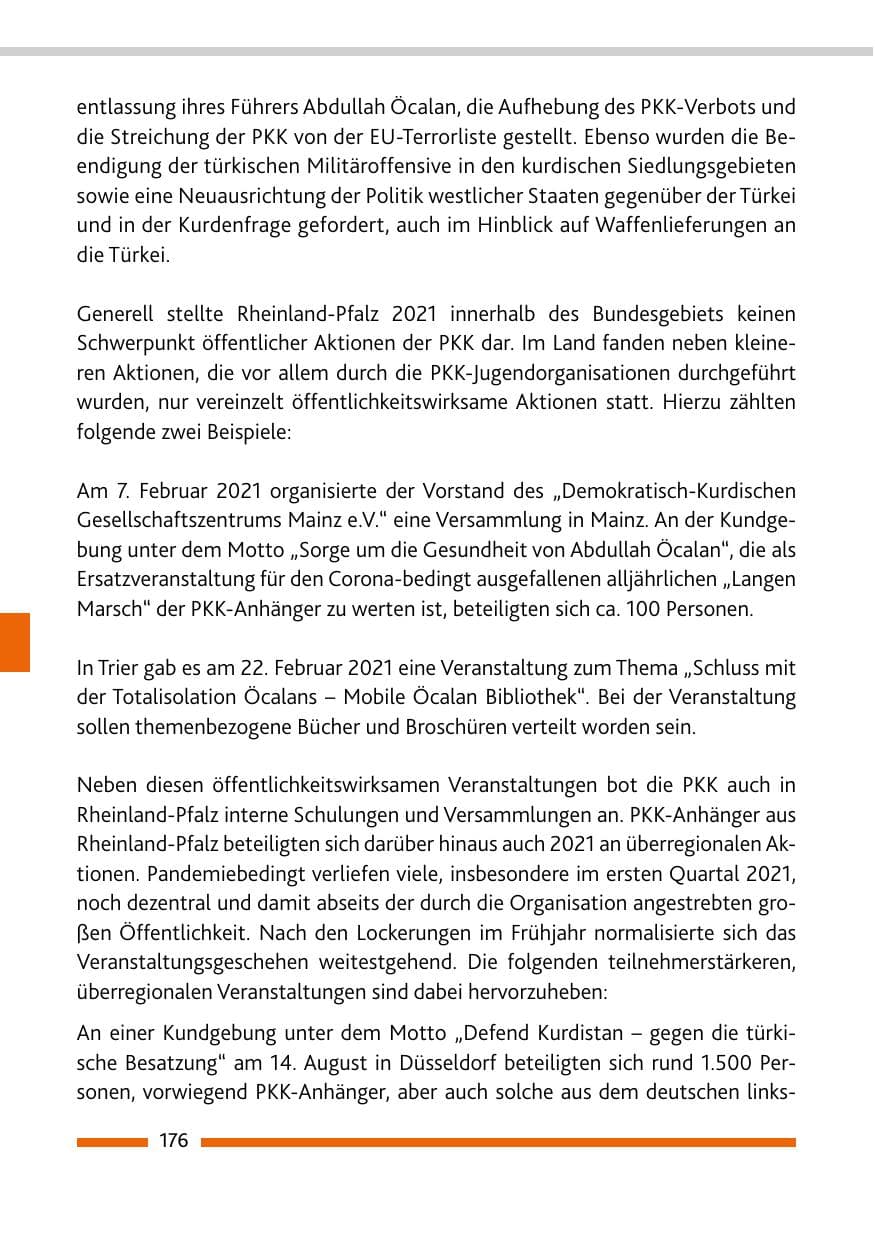 Seite 178 des Verfassungsschutzbericht 2021 Rheinland-Pfalz