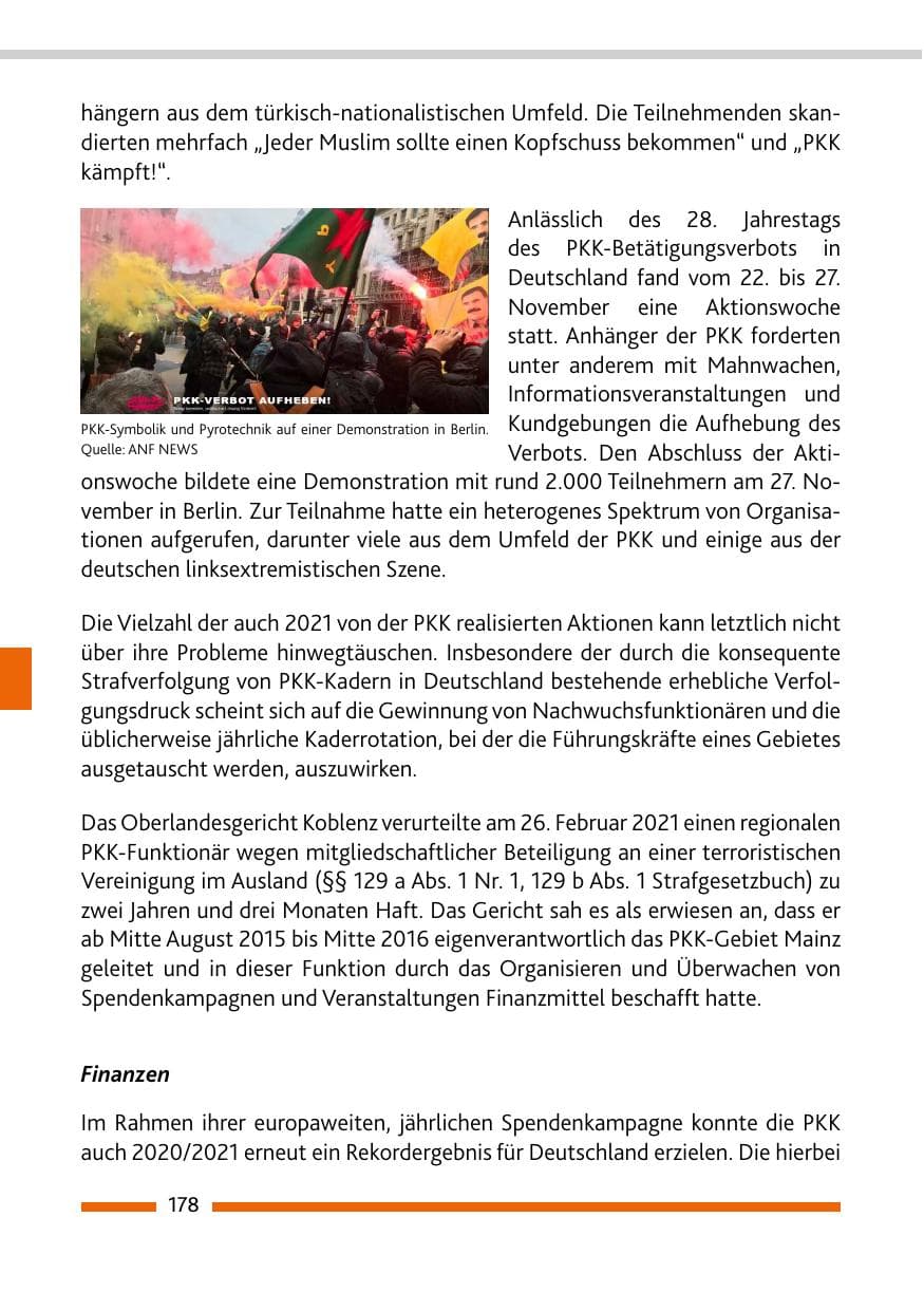 Seite 180 des Verfassungsschutzbericht 2021 Rheinland-Pfalz