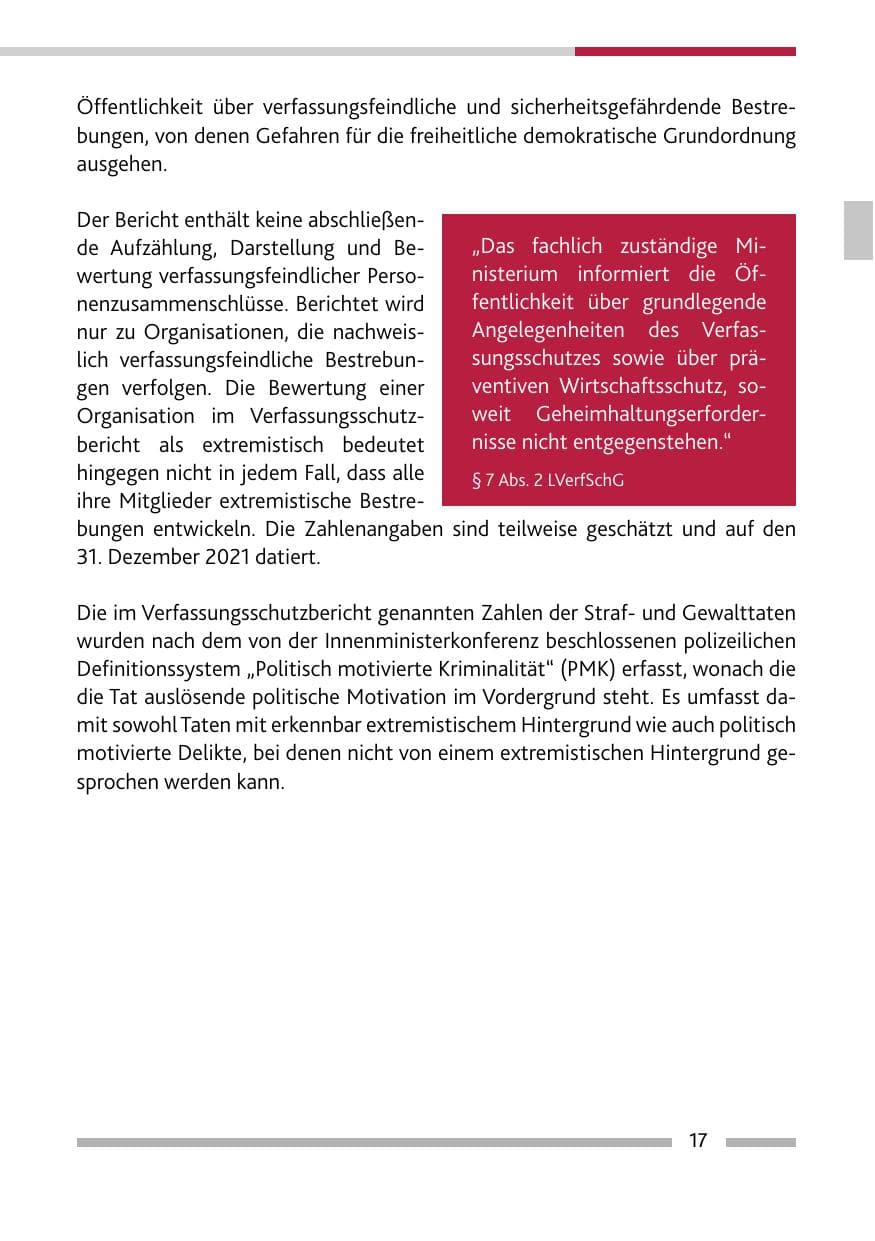 Seite 19 des Verfassungsschutzbericht 2021 Rheinland-Pfalz