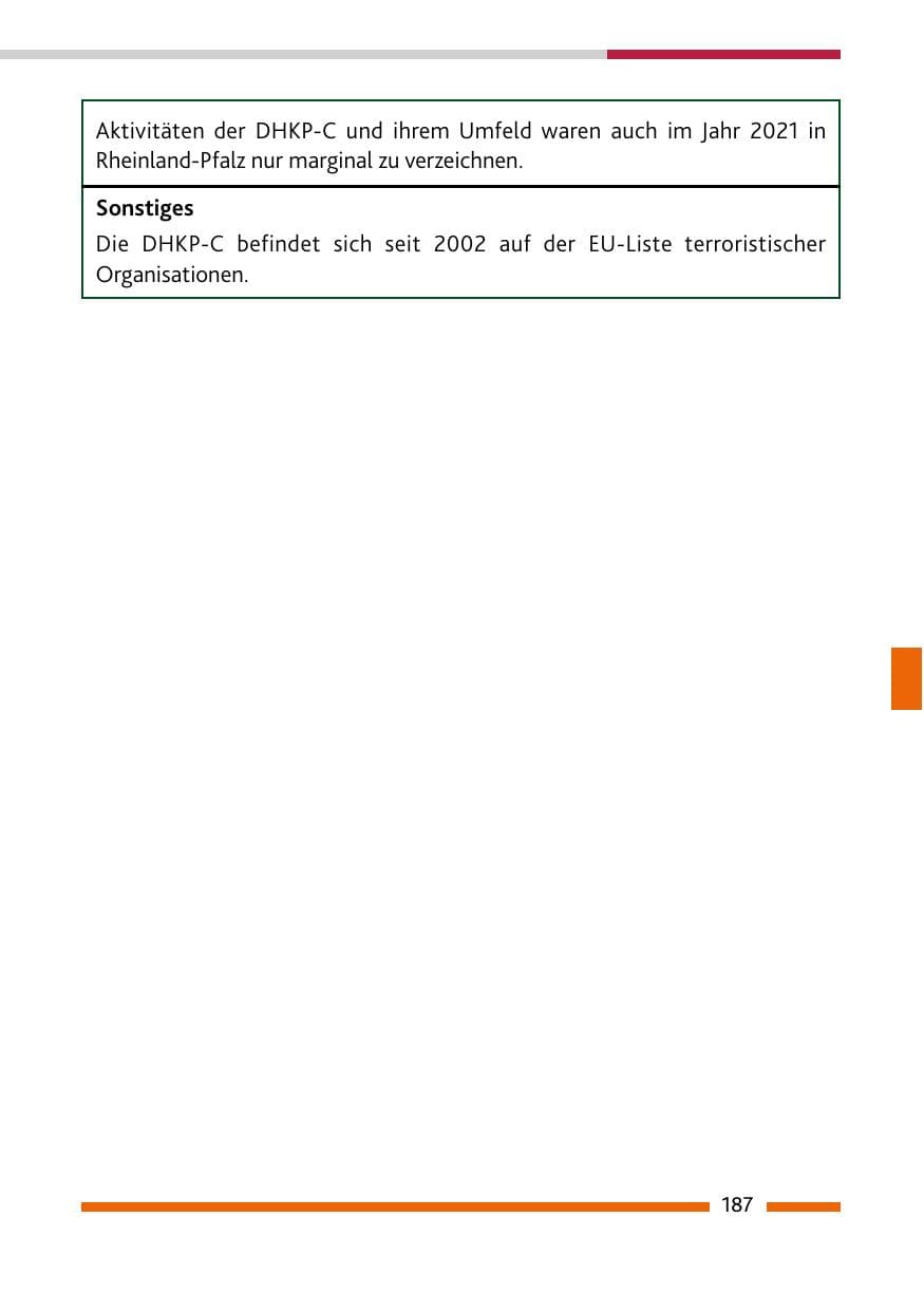 Seite 189 des Verfassungsschutzbericht 2021 Rheinland-Pfalz