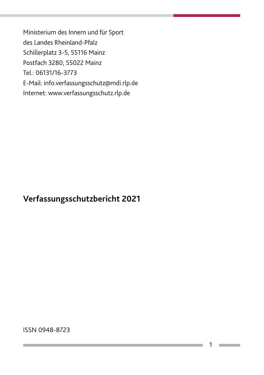 Seite 3 des Verfassungsschutzbericht 2021 Rheinland-Pfalz