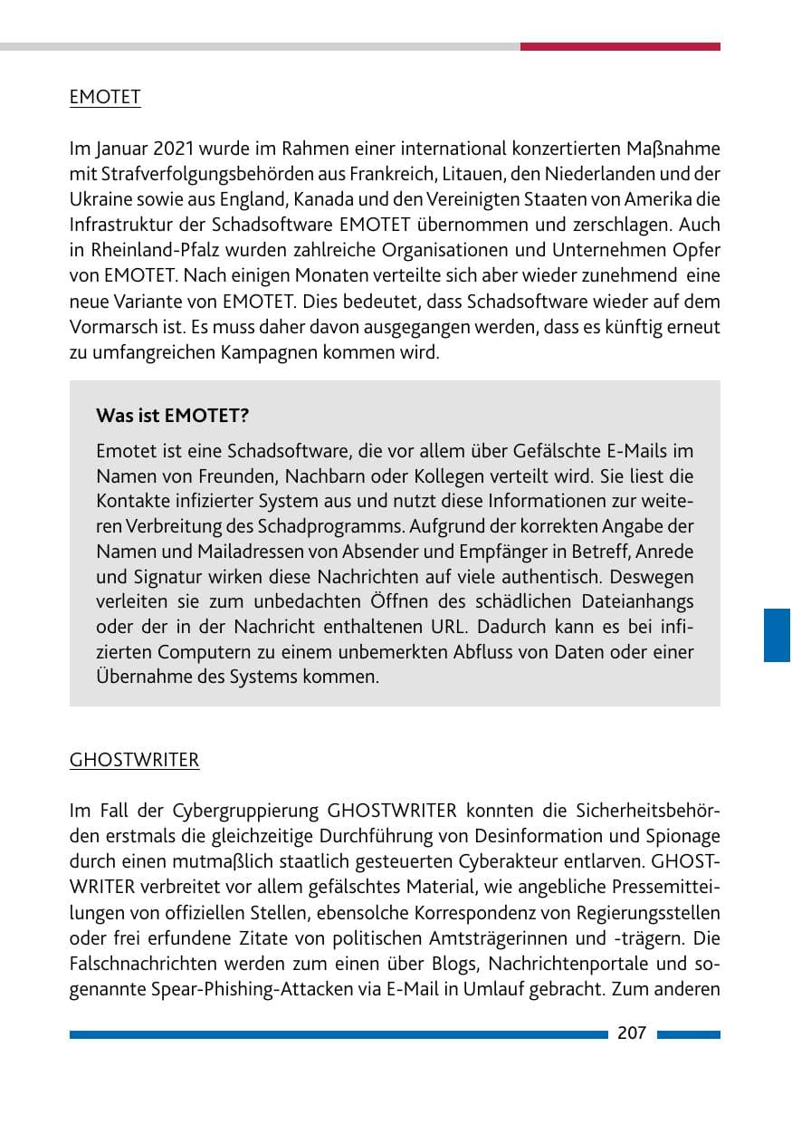 Seite 209 des Verfassungsschutzbericht 2021 Rheinland-Pfalz