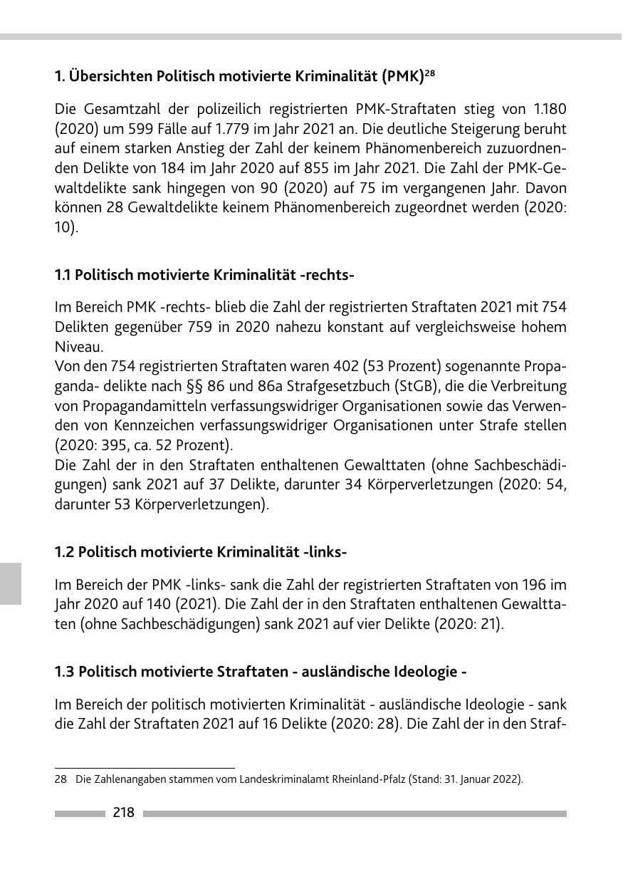 Seite 220 des Verfassungsschutzbericht 2021 Rheinland-Pfalz