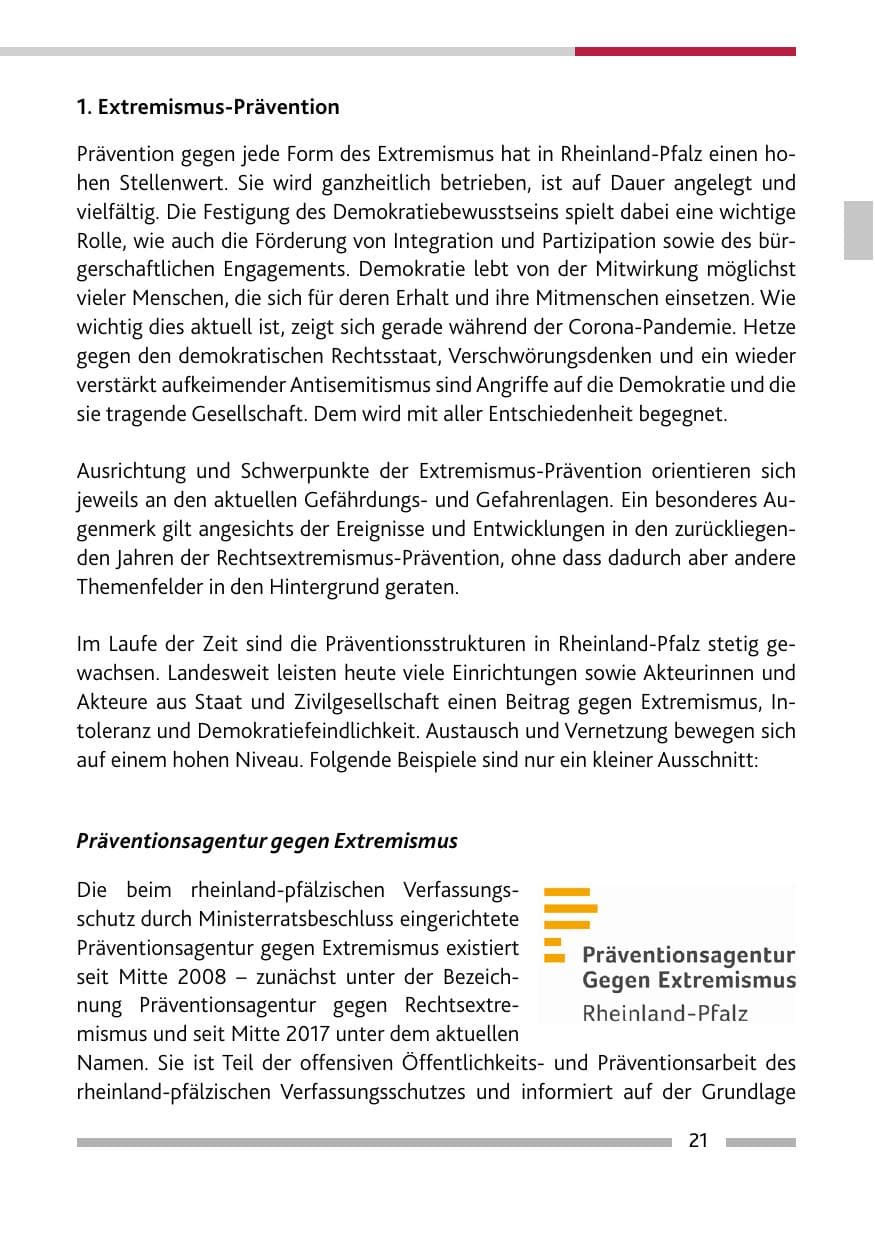 Seite 23 des Verfassungsschutzbericht 2021 Rheinland-Pfalz