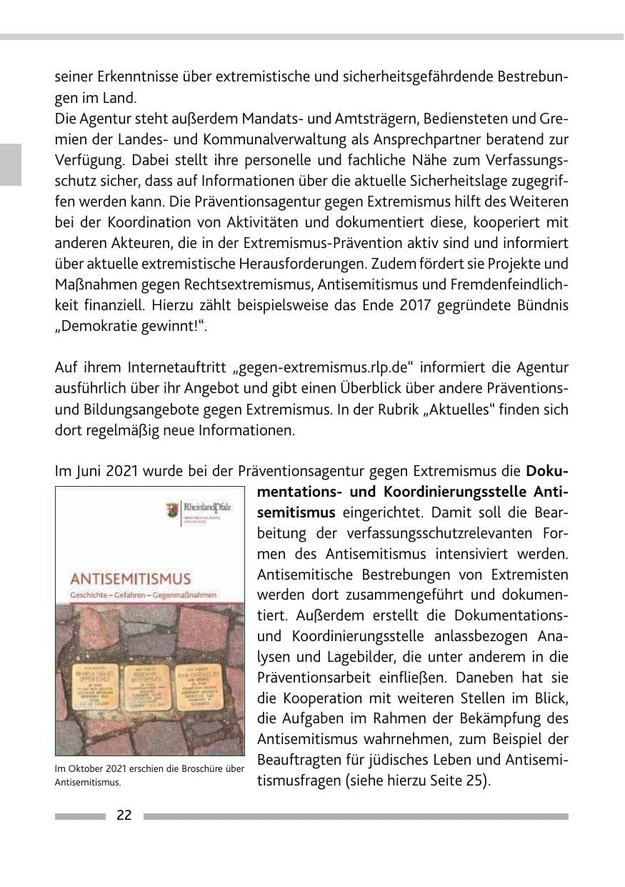 Seite 24 des Verfassungsschutzbericht 2021 Rheinland-Pfalz