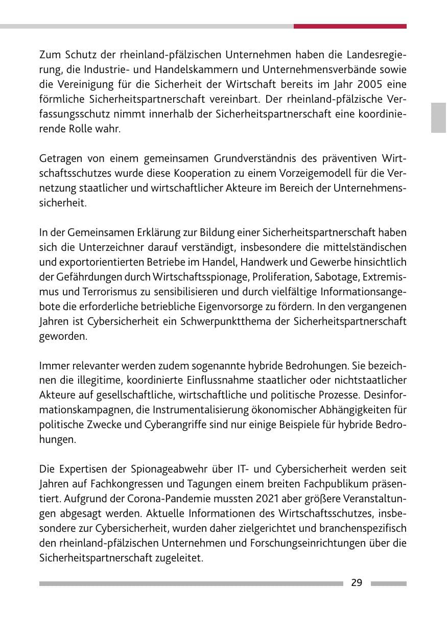 Seite 31 des Verfassungsschutzbericht 2021 Rheinland-Pfalz