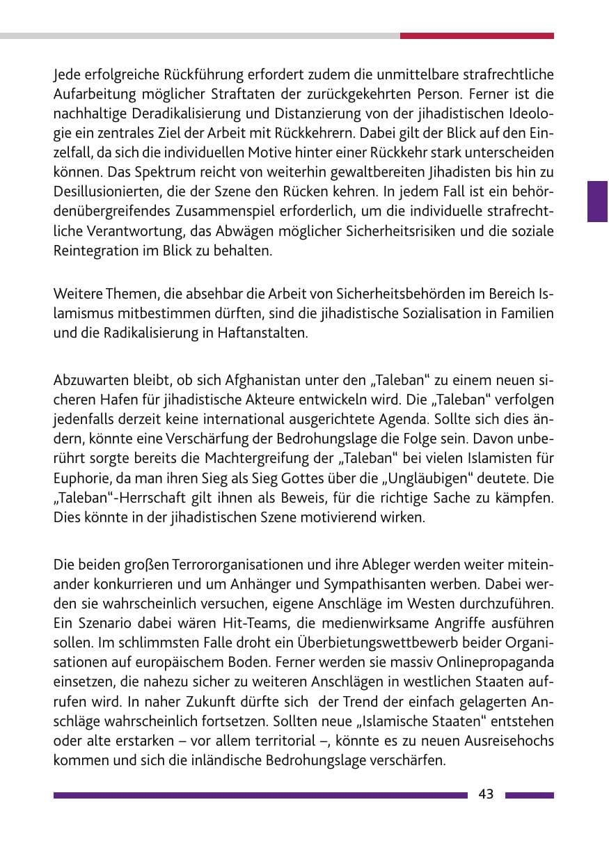 Seite 45 des Verfassungsschutzbericht 2021 Rheinland-Pfalz