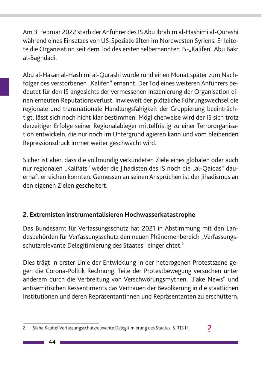 Seite 46 des Verfassungsschutzbericht 2021 Rheinland-Pfalz