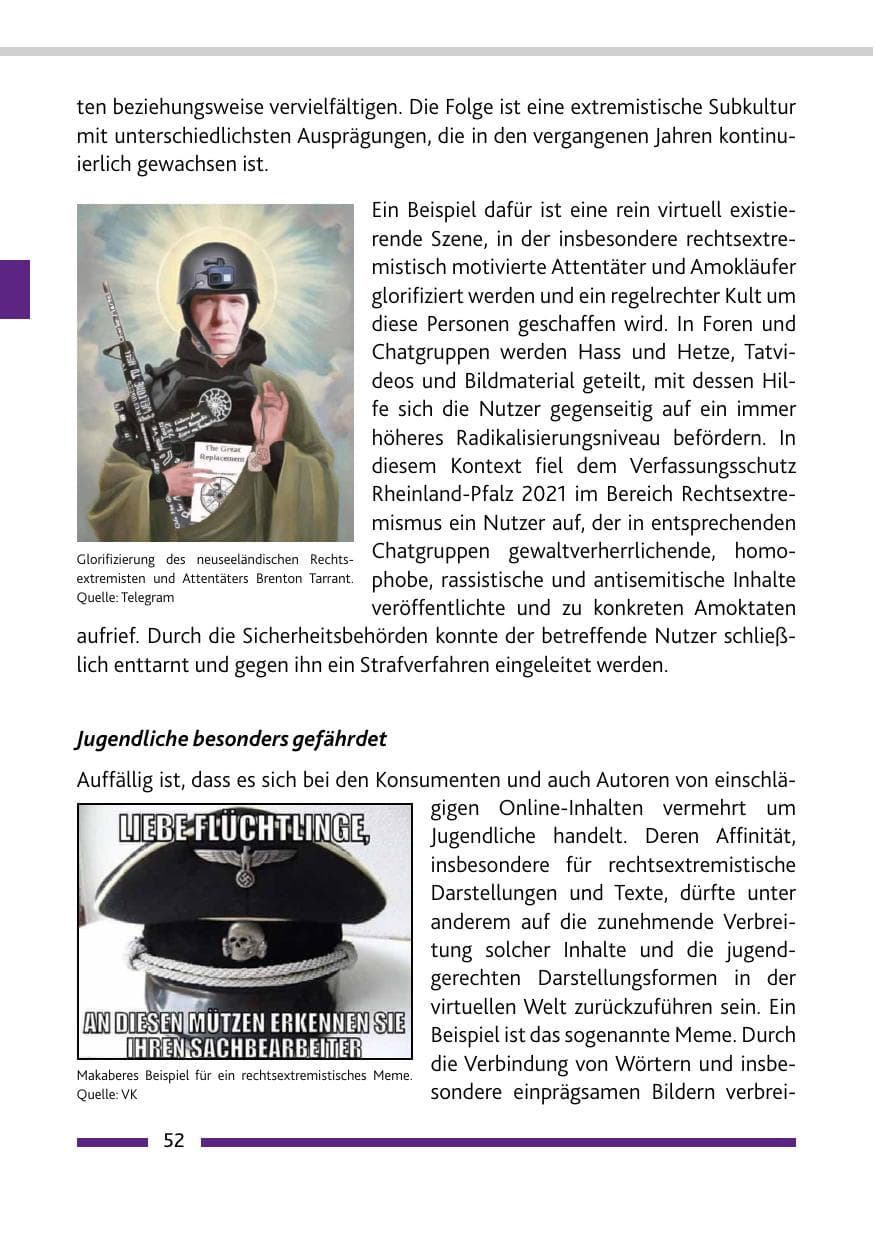 Seite 54 des Verfassungsschutzbericht 2021 Rheinland-Pfalz