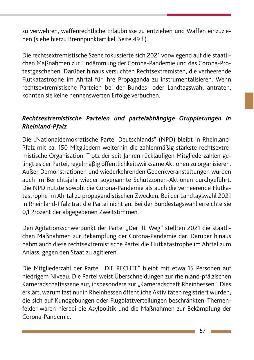 Seite 59 des Verfassungsschutzbericht 2021 Rheinland-Pfalz