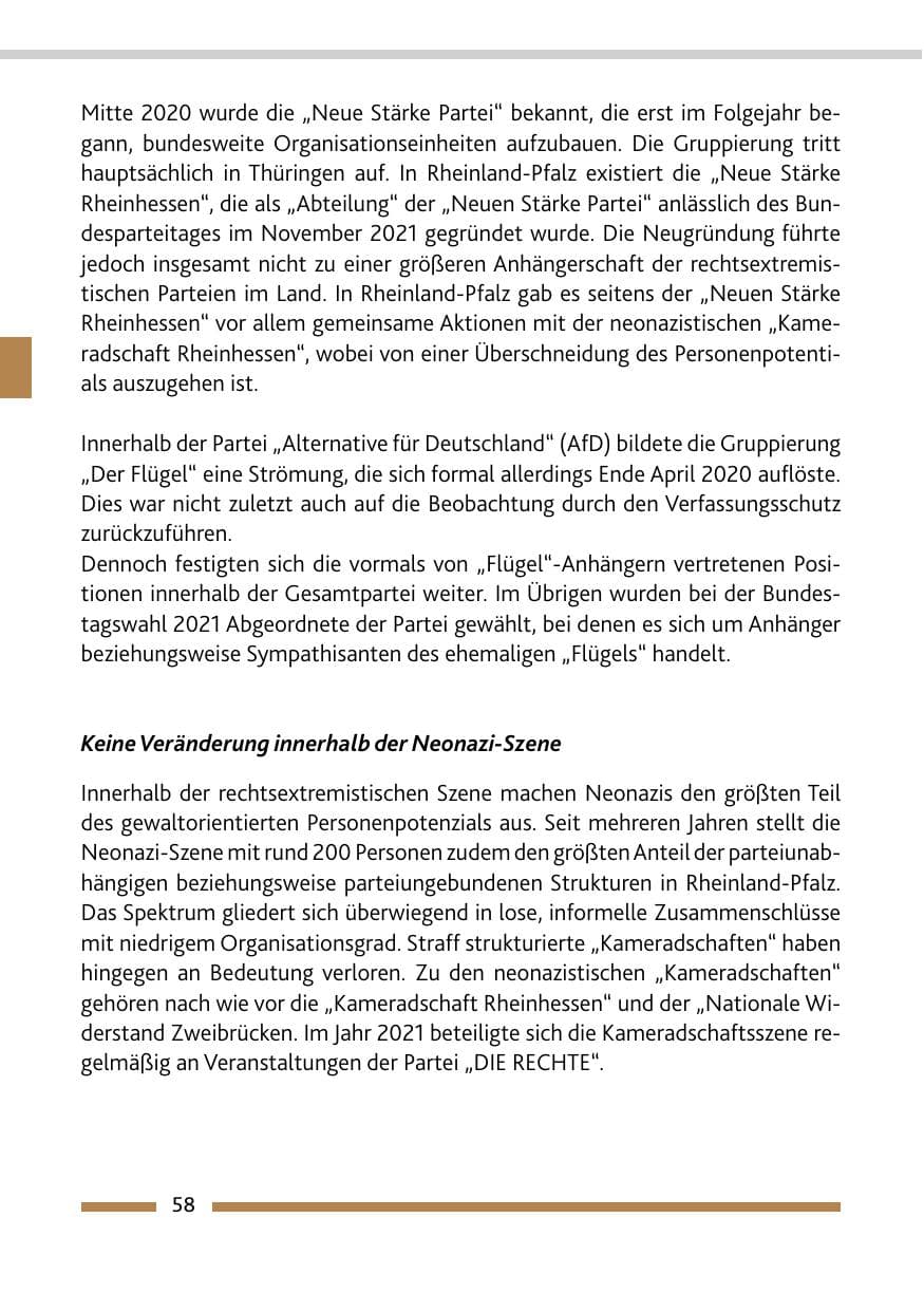 Seite 60 des Verfassungsschutzbericht 2021 Rheinland-Pfalz