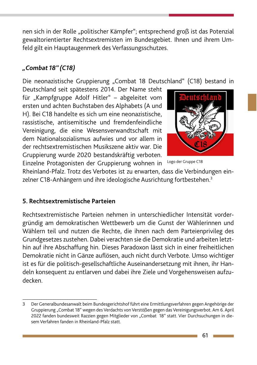 Seite 63 des Verfassungsschutzbericht 2021 Rheinland-Pfalz