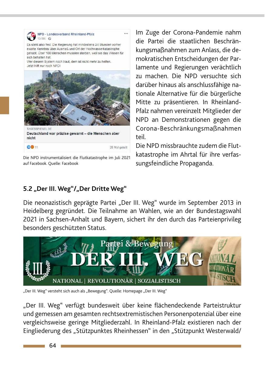 Seite 66 des Verfassungsschutzbericht 2021 Rheinland-Pfalz
