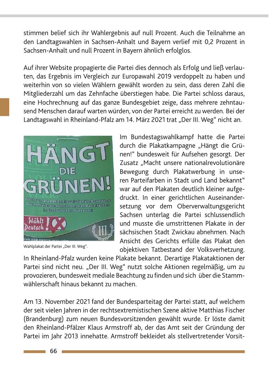 Seite 68 des Verfassungsschutzbericht 2021 Rheinland-Pfalz