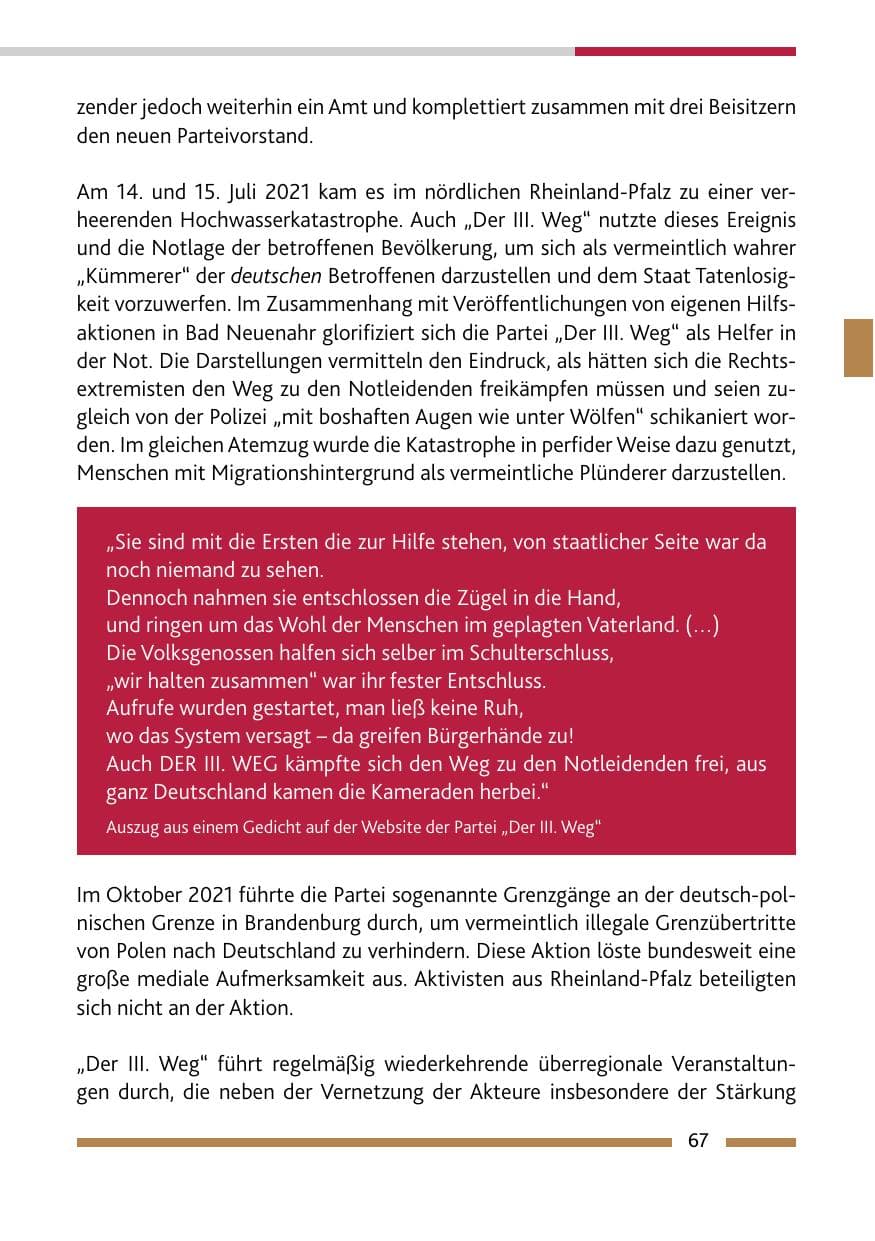 Seite 69 des Verfassungsschutzbericht 2021 Rheinland-Pfalz