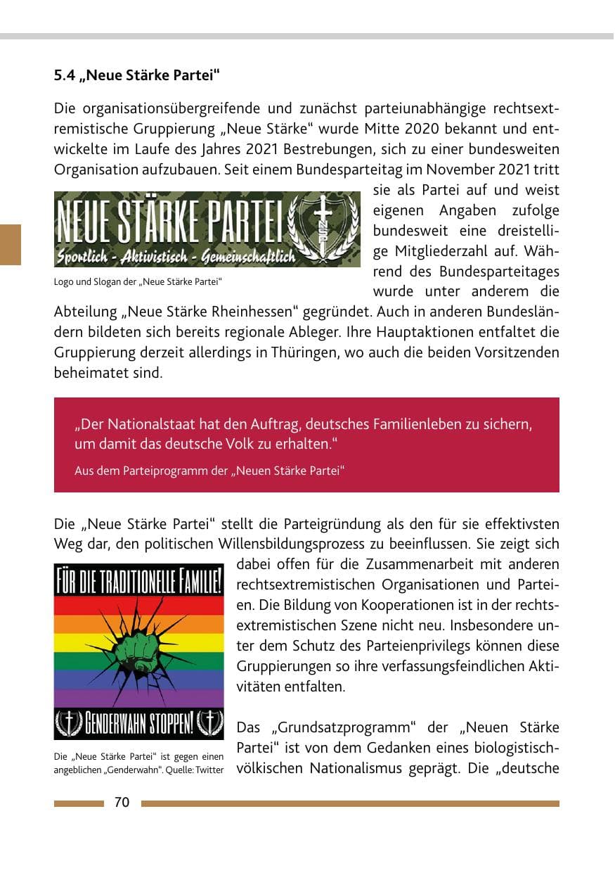 Seite 72 des Verfassungsschutzbericht 2021 Rheinland-Pfalz