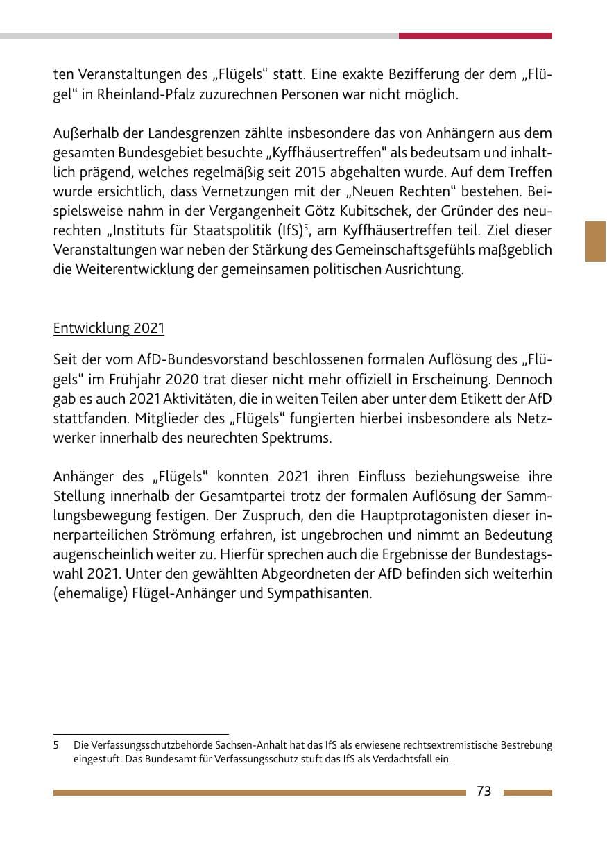 Seite 75 des Verfassungsschutzbericht 2021 Rheinland-Pfalz