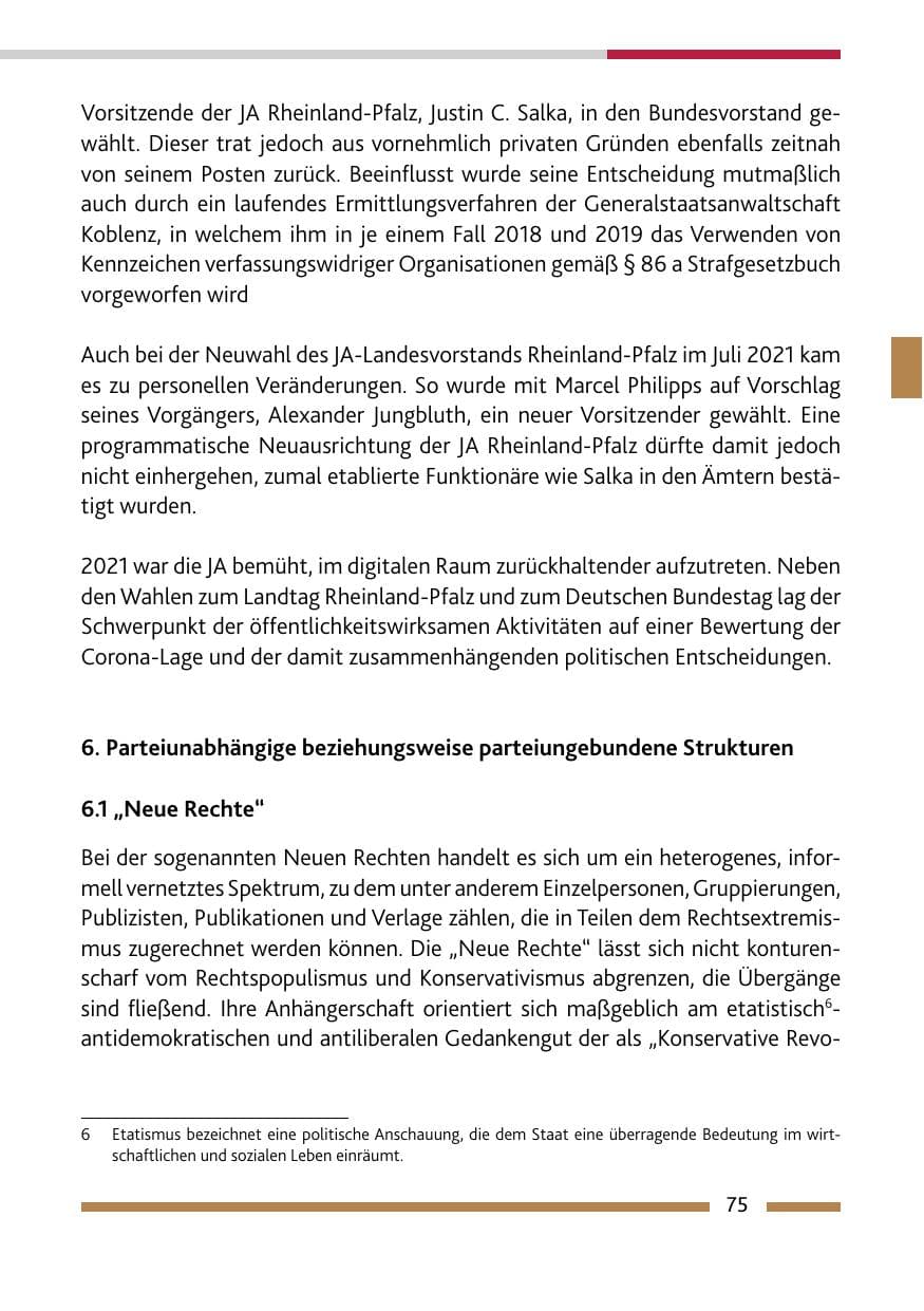 Seite 77 des Verfassungsschutzbericht 2021 Rheinland-Pfalz