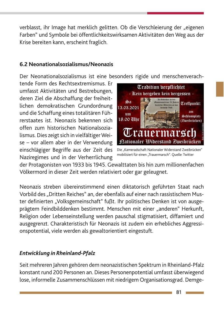 Seite 83 des Verfassungsschutzbericht 2021 Rheinland-Pfalz