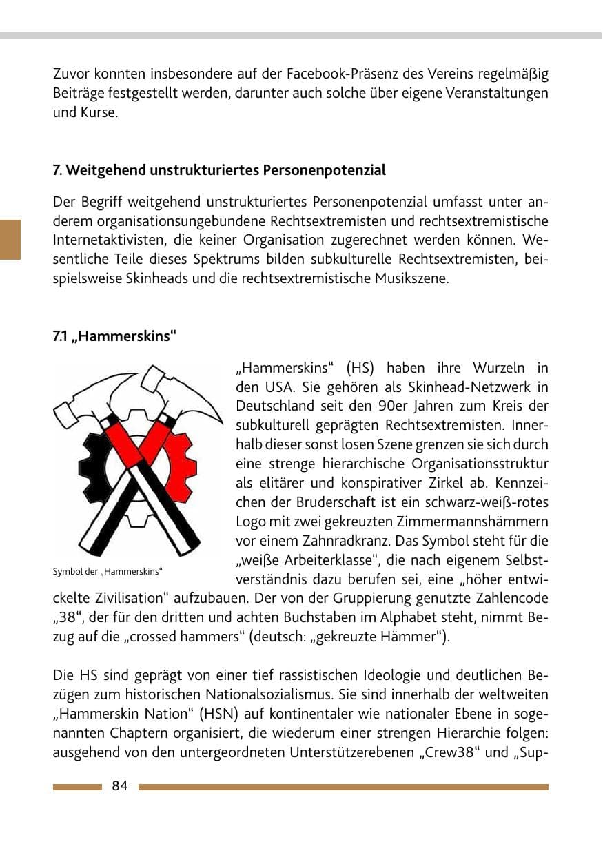 Seite 86 des Verfassungsschutzbericht 2021 Rheinland-Pfalz