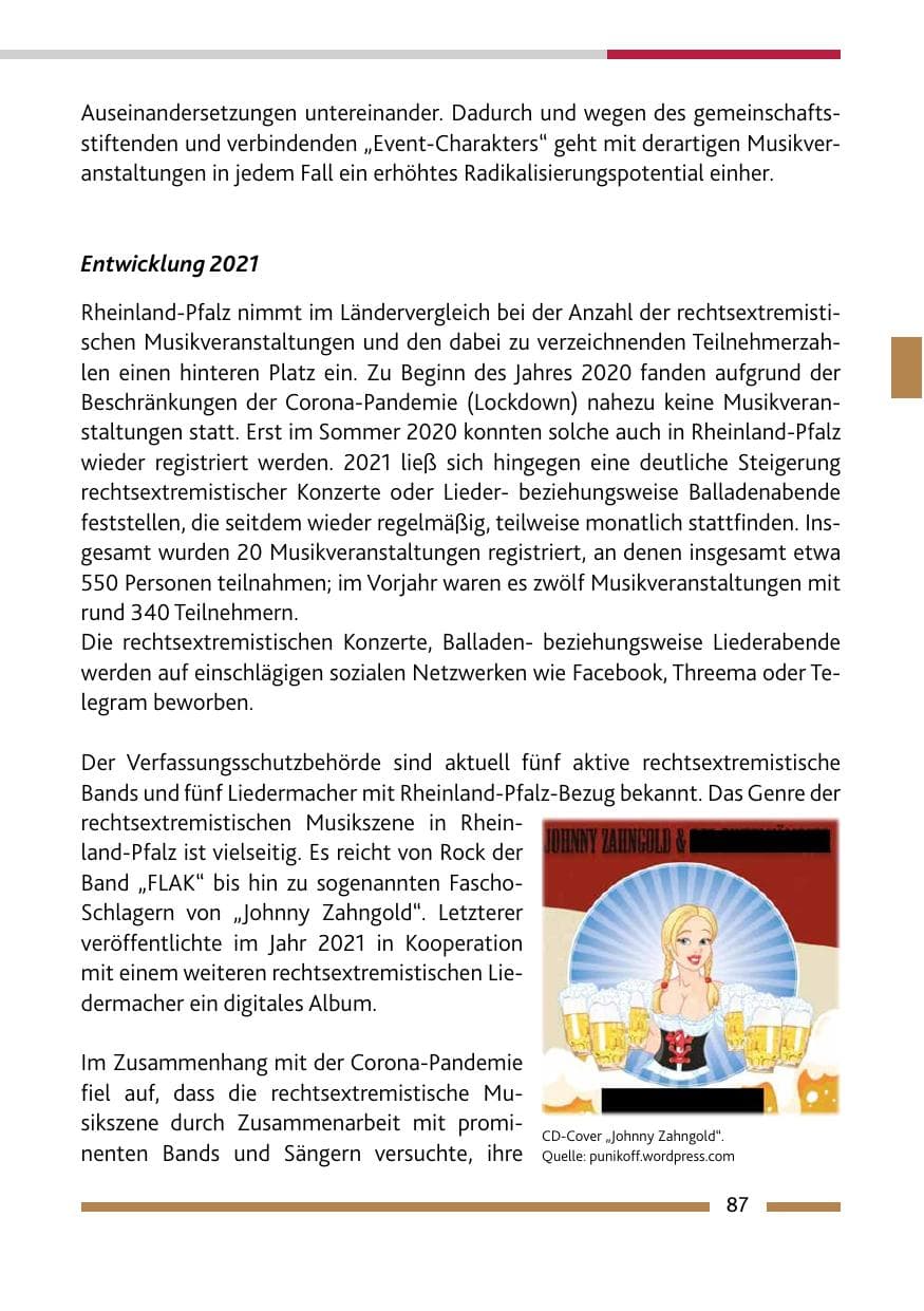 Seite 89 des Verfassungsschutzbericht 2021 Rheinland-Pfalz