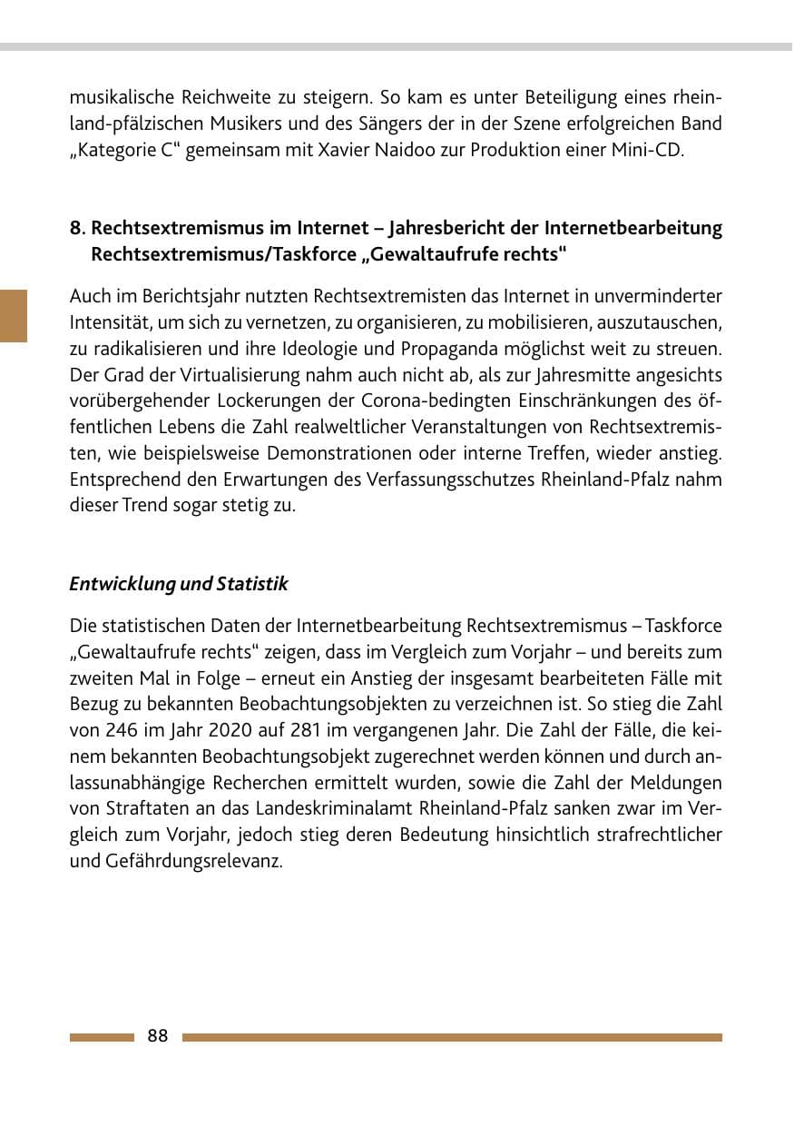 Seite 90 des Verfassungsschutzbericht 2021 Rheinland-Pfalz
