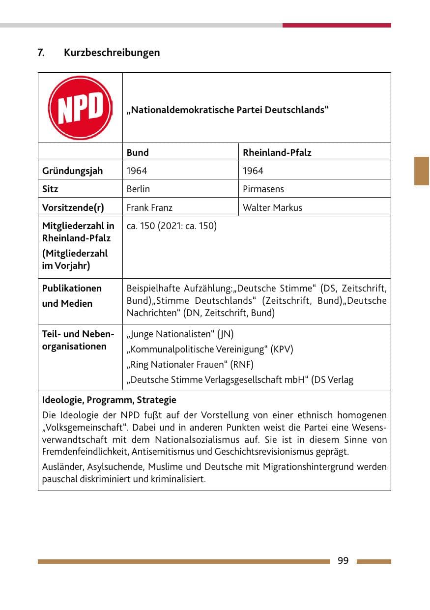Seite 101 des Verfassungsschutzbericht 2022 Rheinland-Pfalz