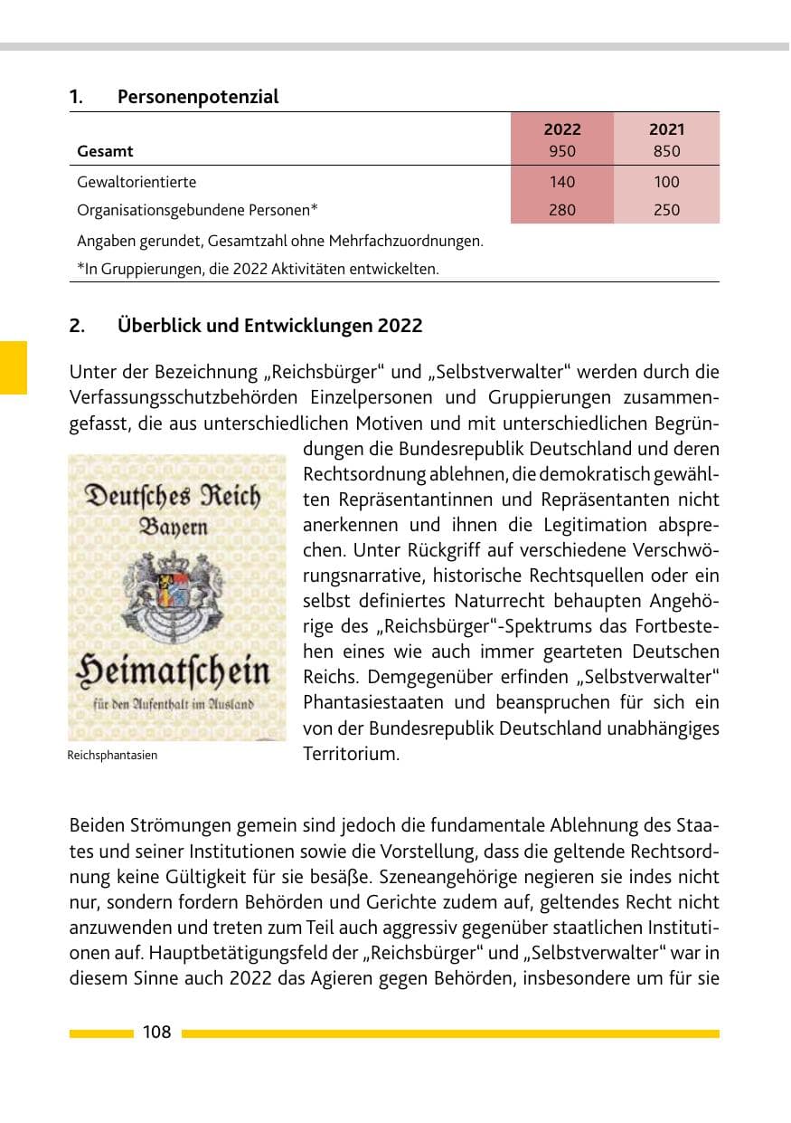 Seite 110 des Verfassungsschutzbericht 2022 Rheinland-Pfalz