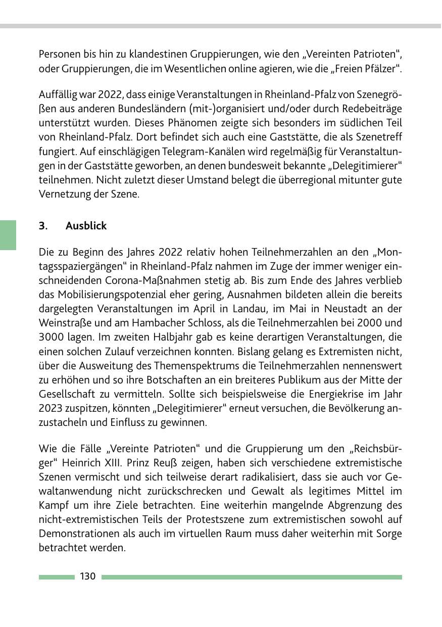 Seite 132 des Verfassungsschutzbericht 2022 Rheinland-Pfalz