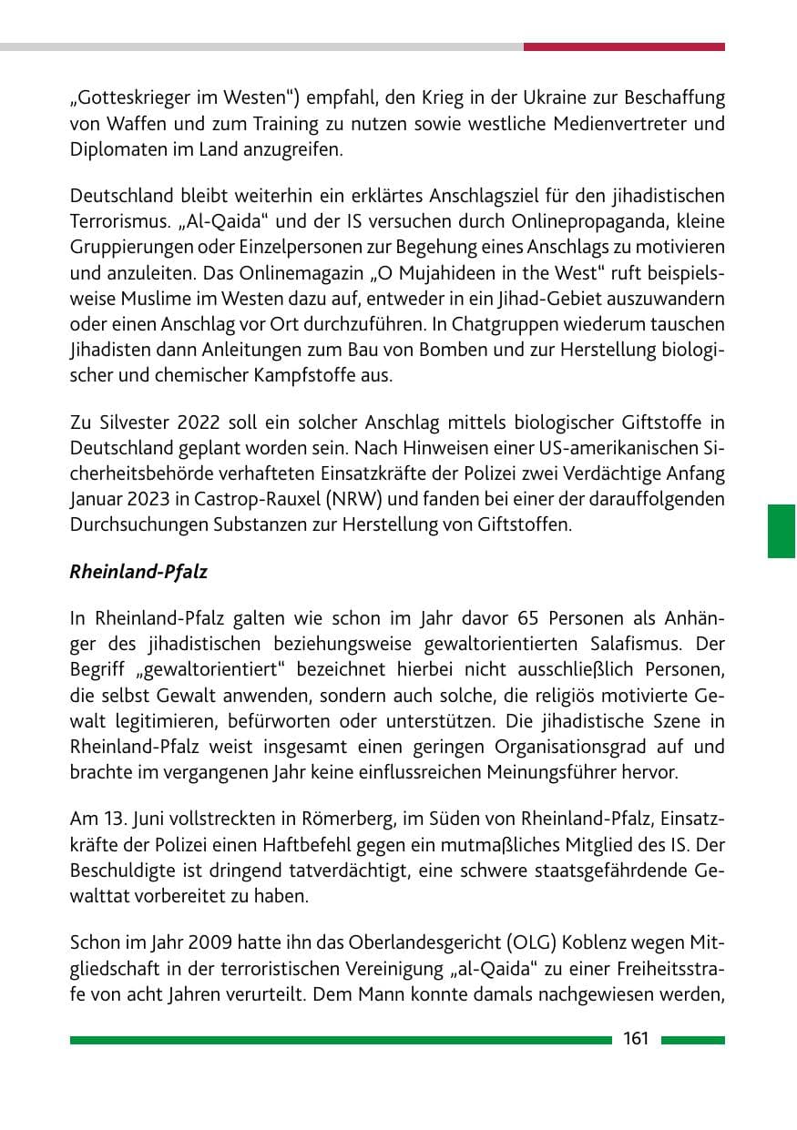 Seite 163 des Verfassungsschutzbericht 2022 Rheinland-Pfalz
