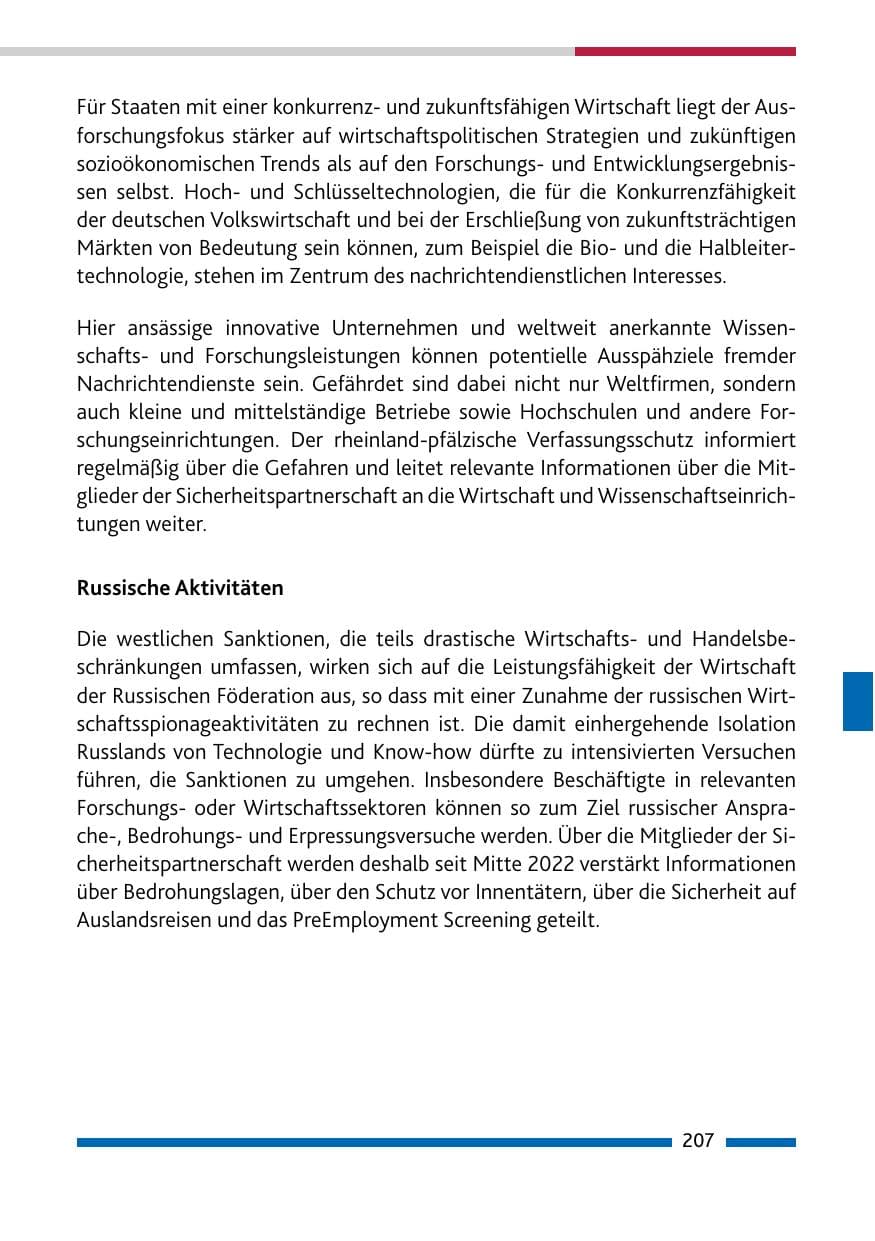 Seite 209 des Verfassungsschutzbericht 2022 Rheinland-Pfalz