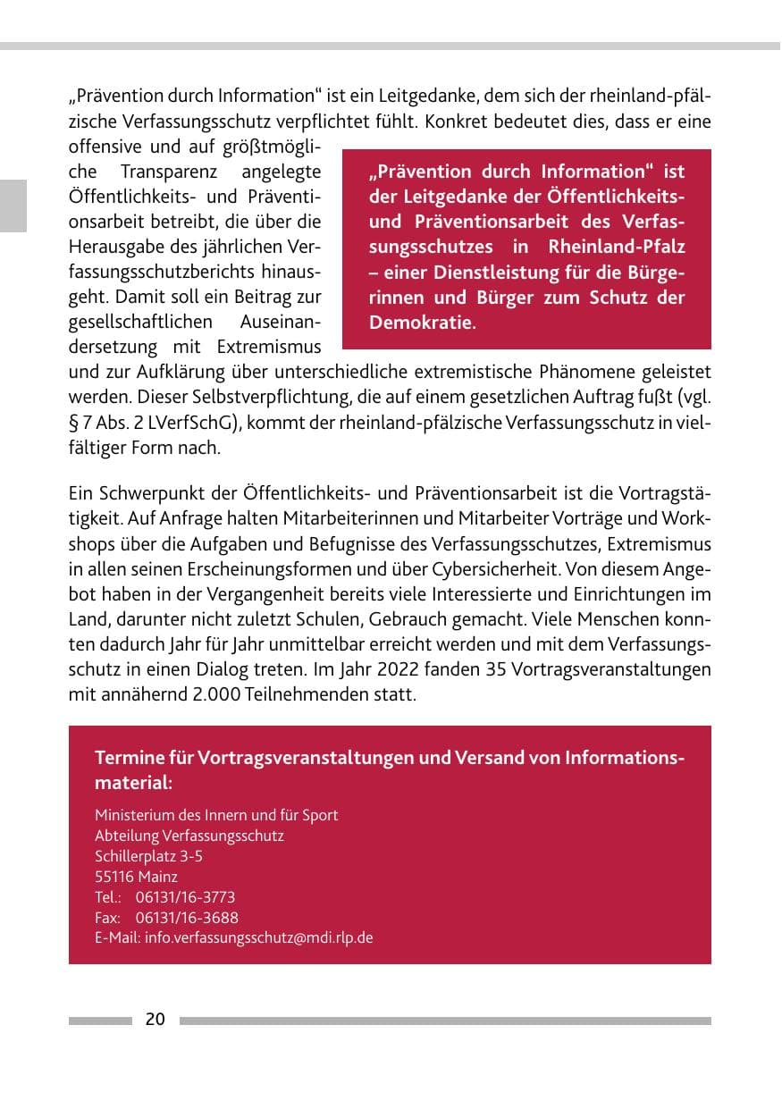 Seite 22 des Verfassungsschutzbericht 2022 Rheinland-Pfalz