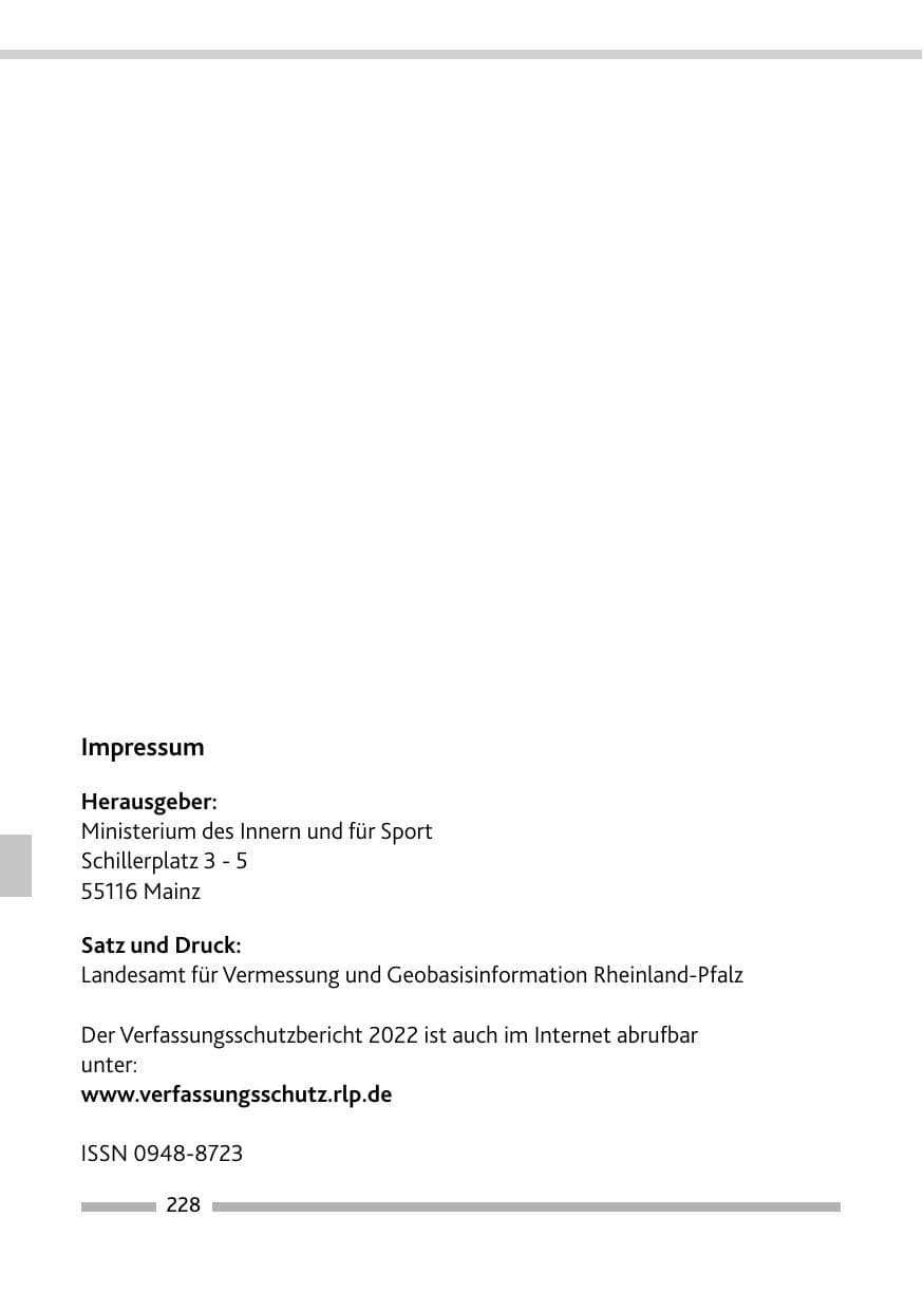 Seite 230 des Verfassungsschutzbericht 2022 Rheinland-Pfalz