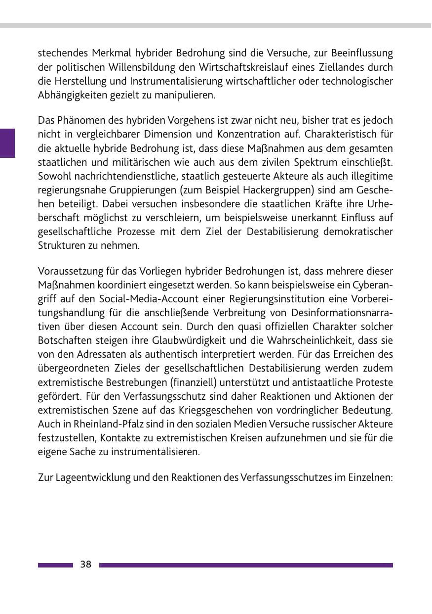 Seite 40 des Verfassungsschutzbericht 2022 Rheinland-Pfalz