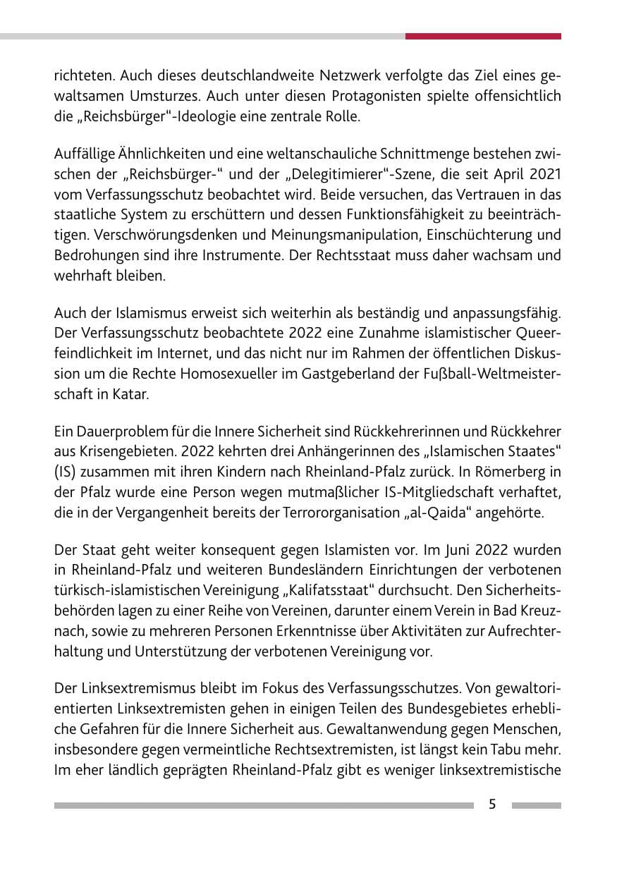 Seite 7 des Verfassungsschutzbericht 2022 Rheinland-Pfalz