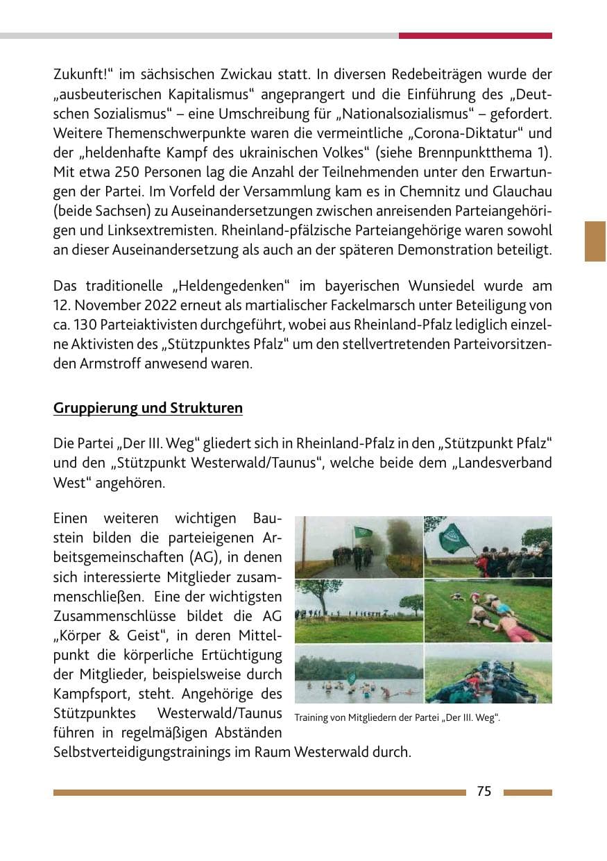 Seite 77 des Verfassungsschutzbericht 2022 Rheinland-Pfalz