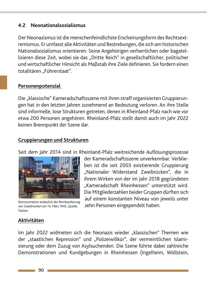 Seite 92 des Verfassungsschutzbericht 2022 Rheinland-Pfalz