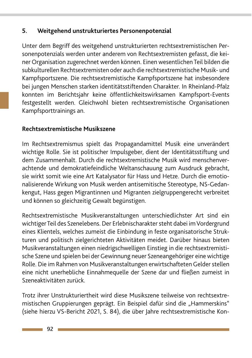 Seite 94 des Verfassungsschutzbericht 2022 Rheinland-Pfalz