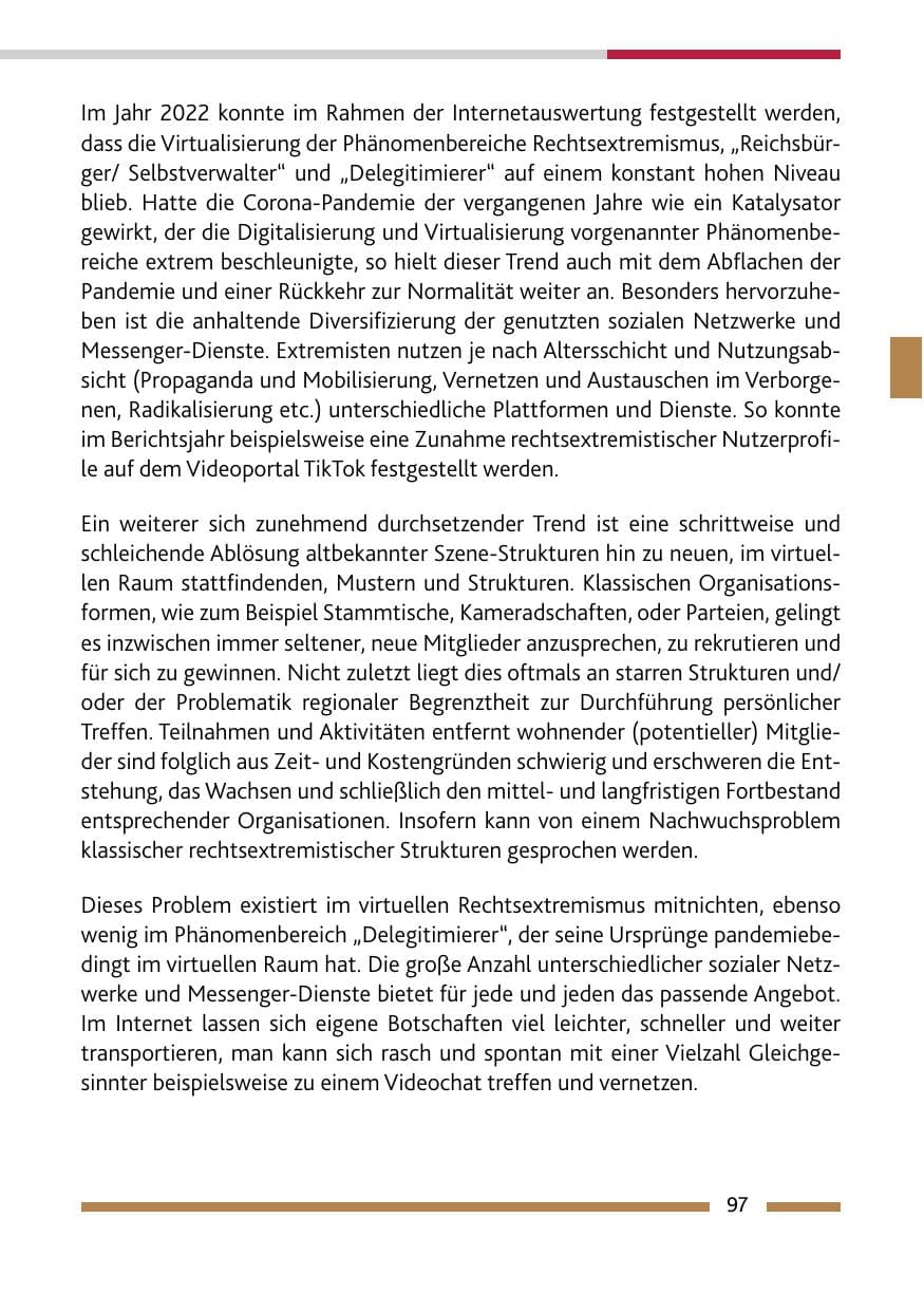 Seite 99 des Verfassungsschutzbericht 2022 Rheinland-Pfalz