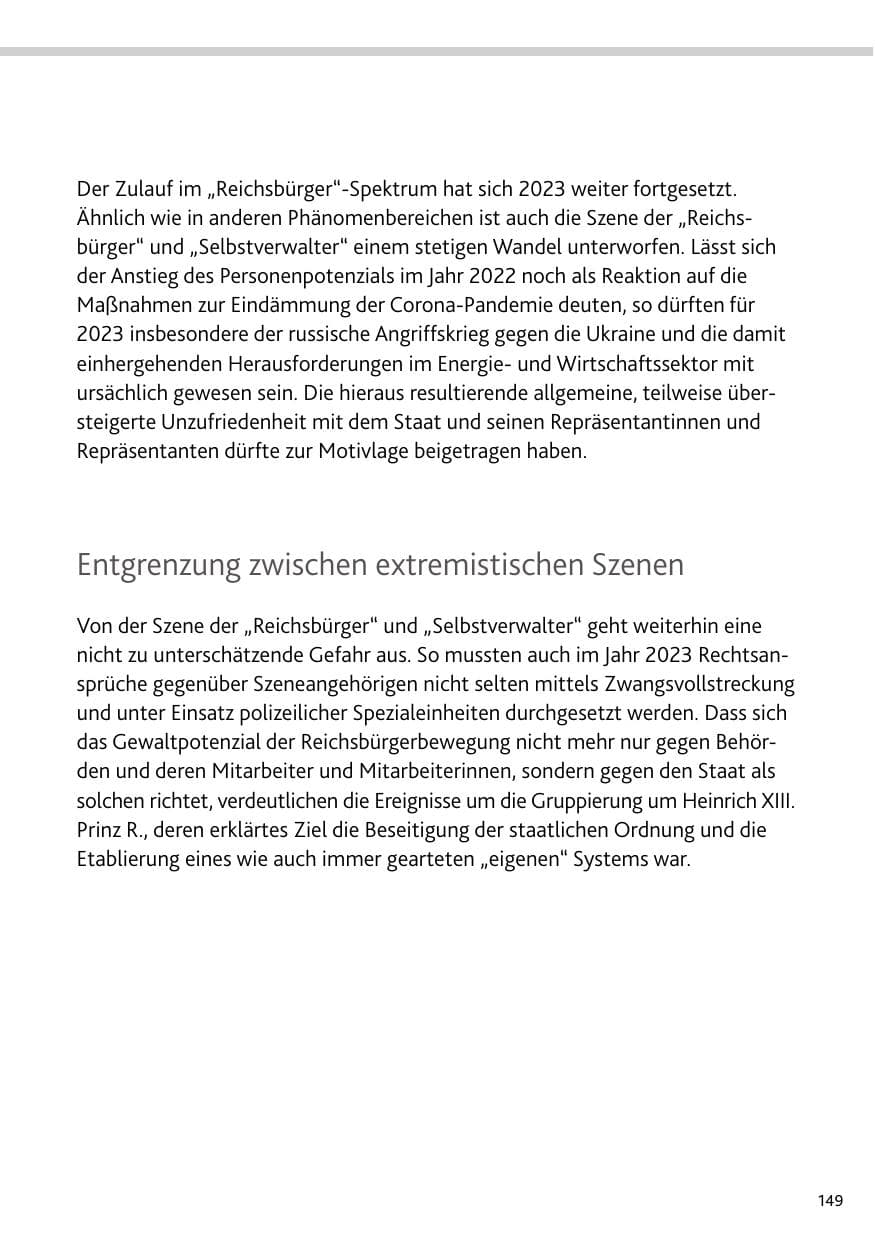 Seite 149 des Verfassungsschutzbericht 2023 Rheinland-Pfalz