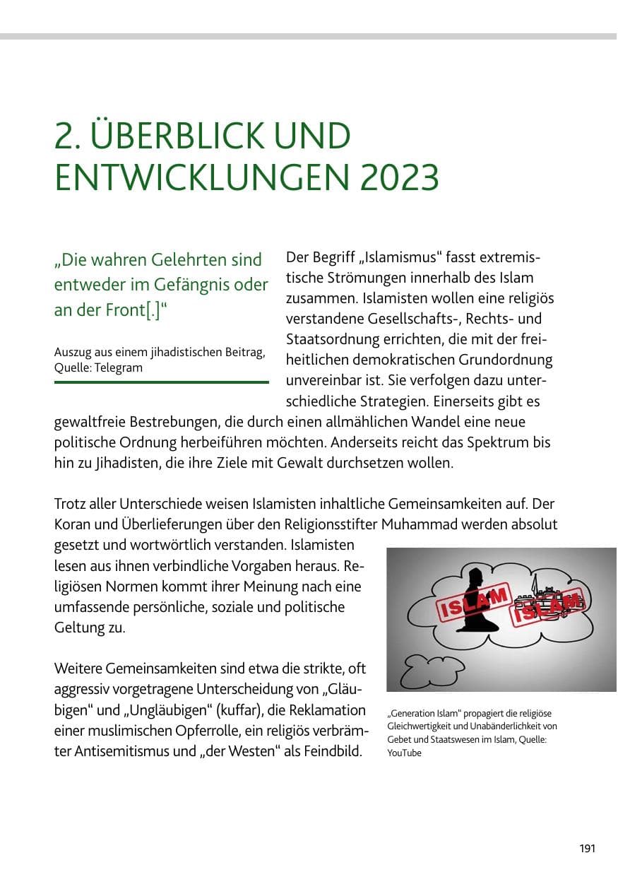 Seite 191 des Verfassungsschutzbericht 2023 Rheinland-Pfalz