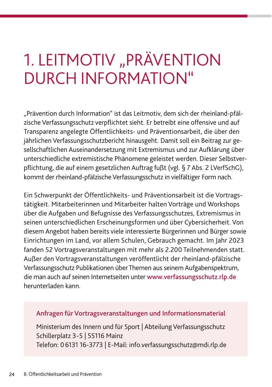Seite 24 des Verfassungsschutzbericht 2023 Rheinland-Pfalz