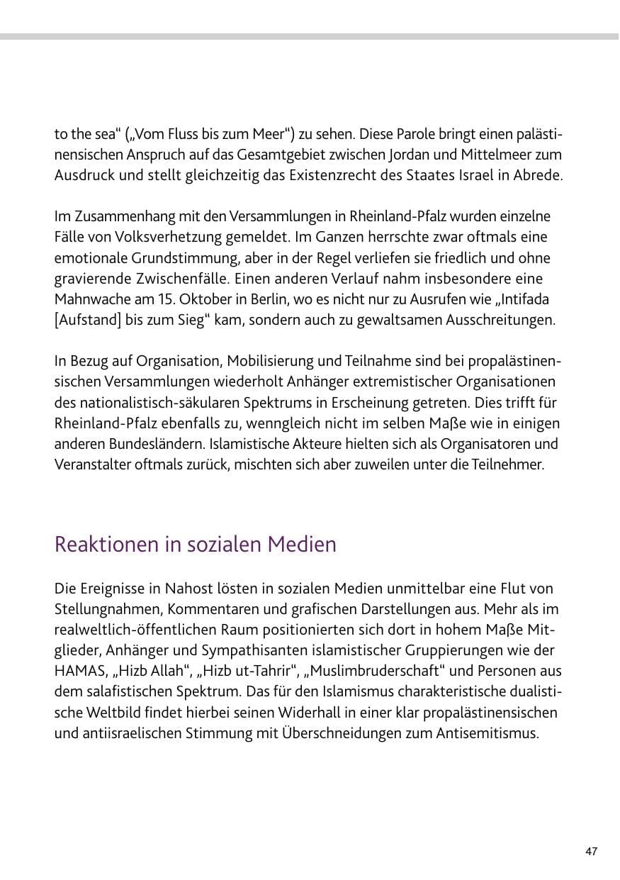 Seite 47 des Verfassungsschutzbericht 2023 Rheinland-Pfalz