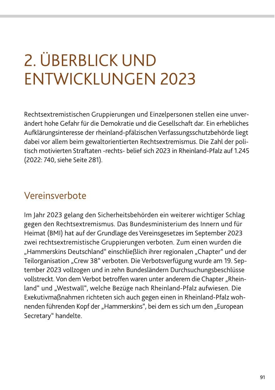 Seite 91 des Verfassungsschutzbericht 2023 Rheinland-Pfalz