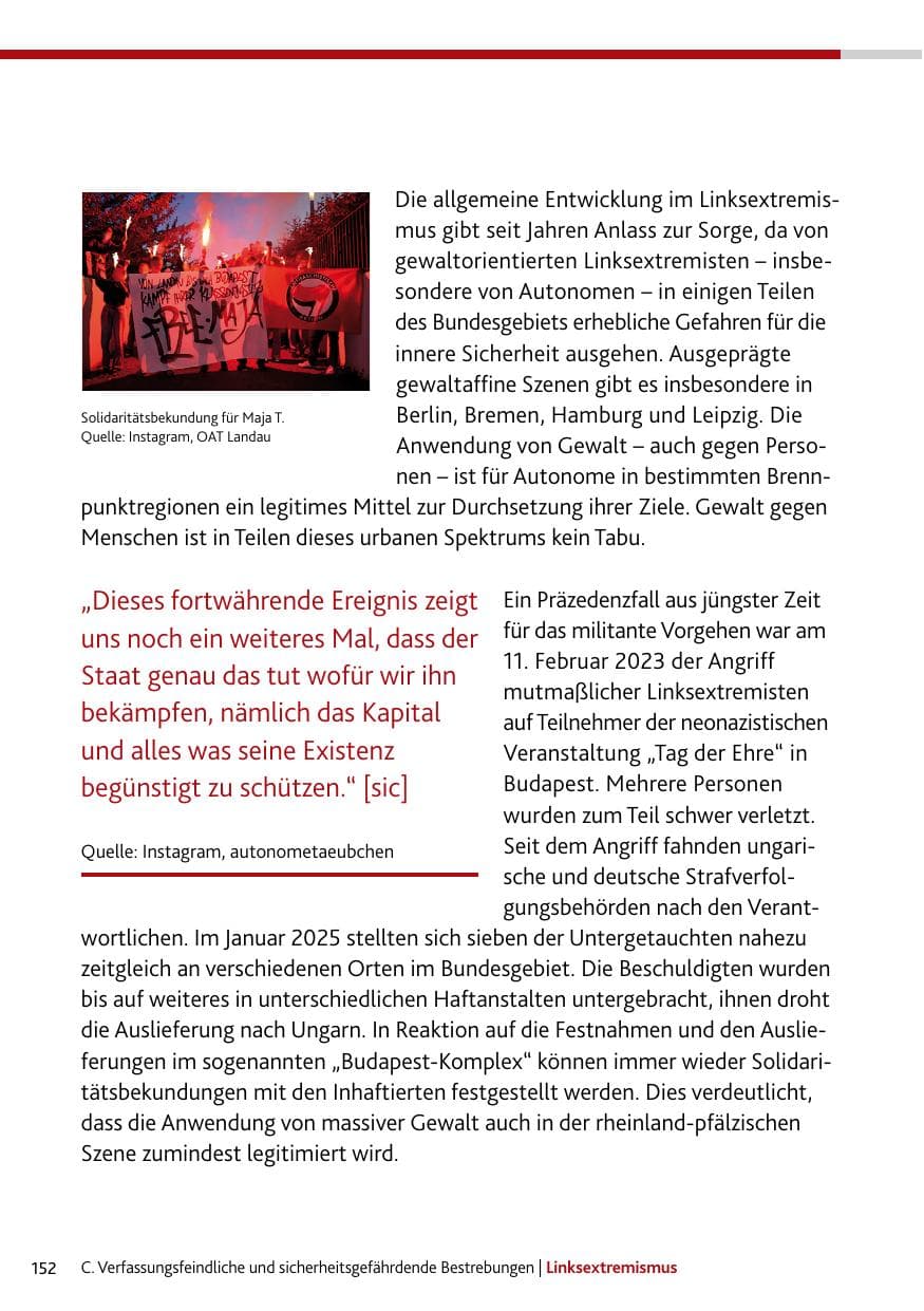 Seite 152 des Verfassungsschutzbericht 2024 Rheinland-Pfalz