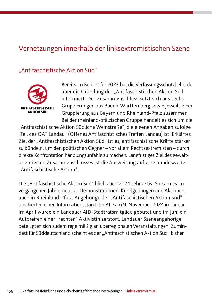 Seite 156 des Verfassungsschutzbericht 2024 Rheinland-Pfalz