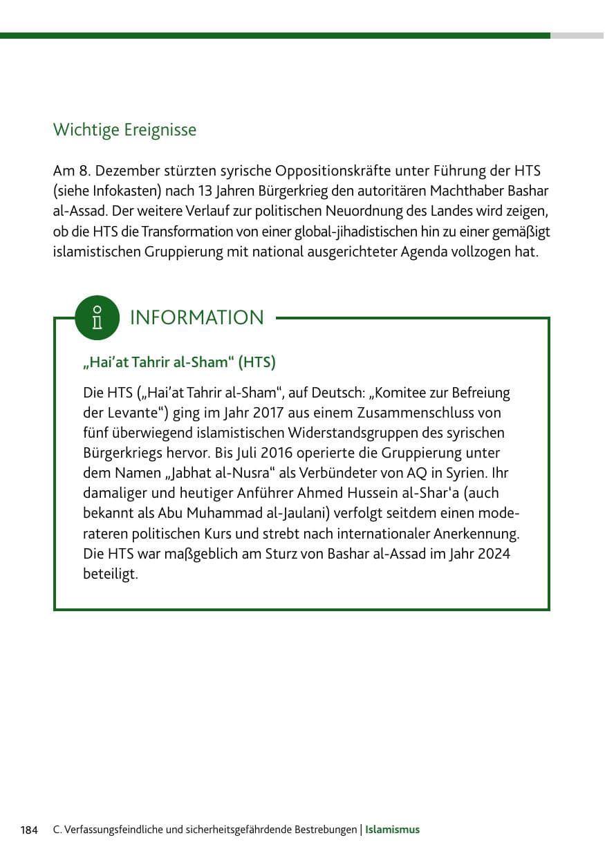 Seite 184 des Verfassungsschutzbericht 2024 Rheinland-Pfalz