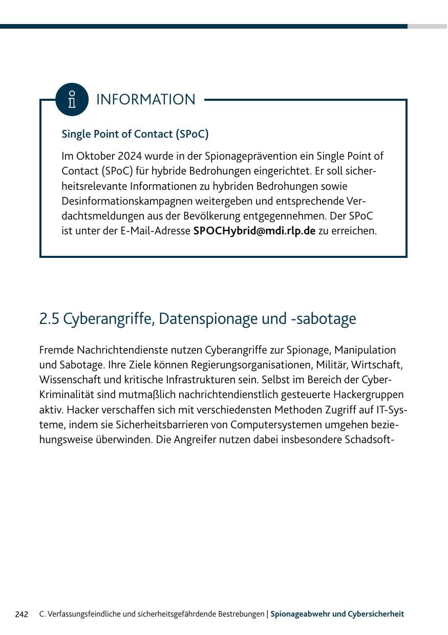 Seite 242 des Verfassungsschutzbericht 2024 Rheinland-Pfalz