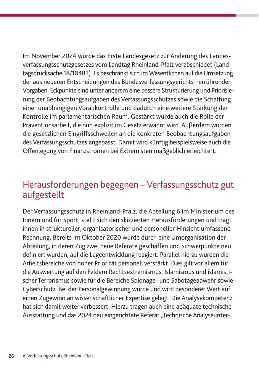 Seite 26 des Verfassungsschutzbericht 2024 Rheinland-Pfalz